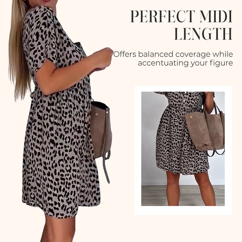 S-3XL】🌸Φόρεμα με κοντά μανίκια και λουλούδια-GR