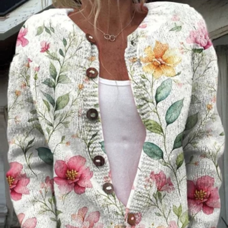 Abrigos de mujer con estampado, cierre de botones.-ES