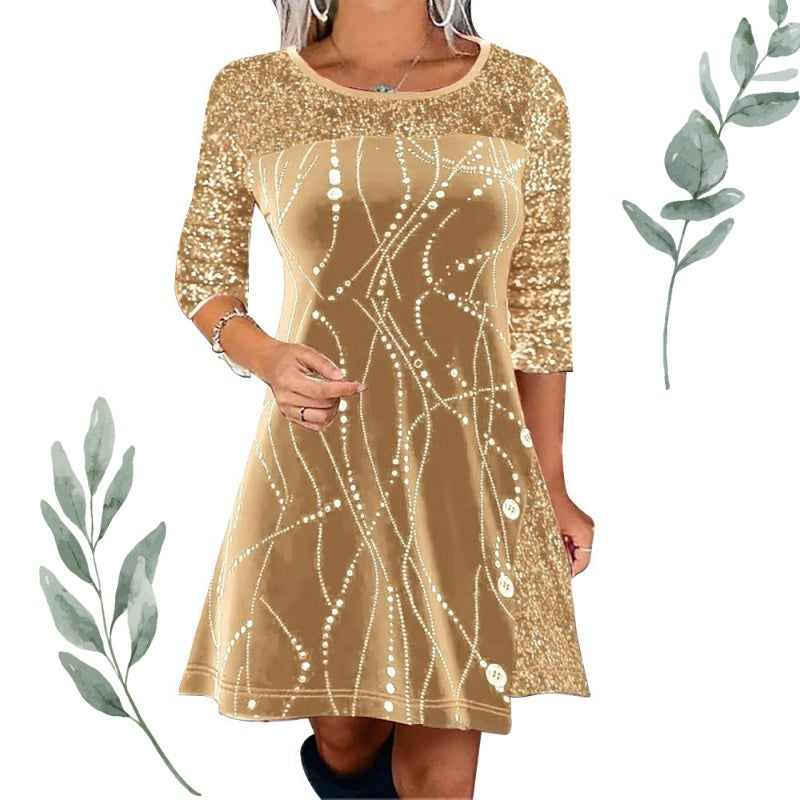 ✨Elegantiška blizgučiais puošta A formos suknelė-LT