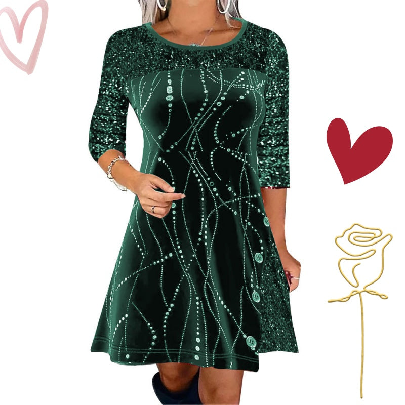 ✨Elegantiška blizgučiais puošta A formos suknelė-LT