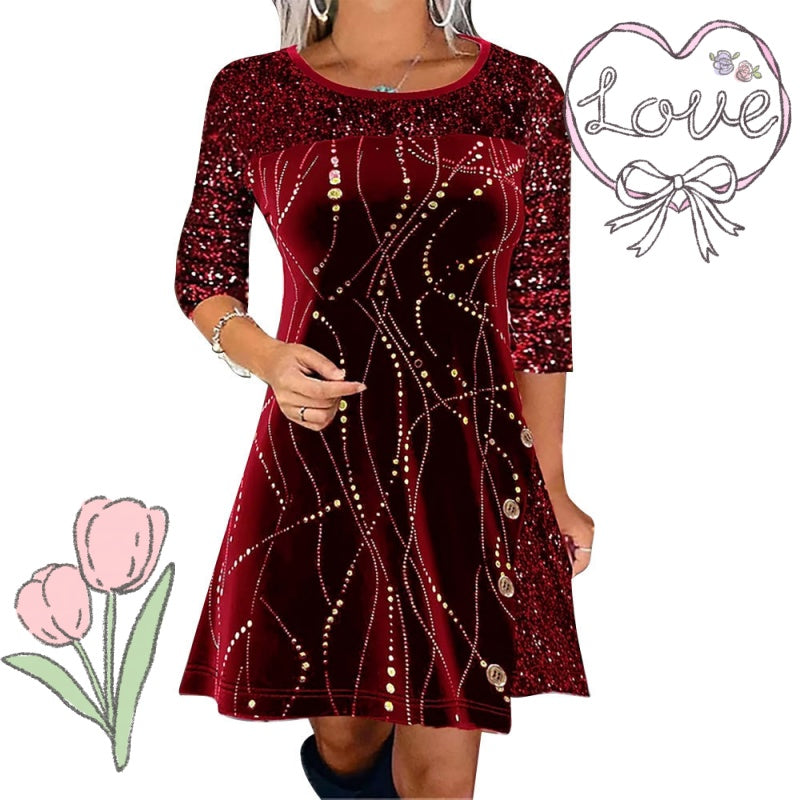 ✨Elegantiška blizgučiais puošta A formos suknelė-LT