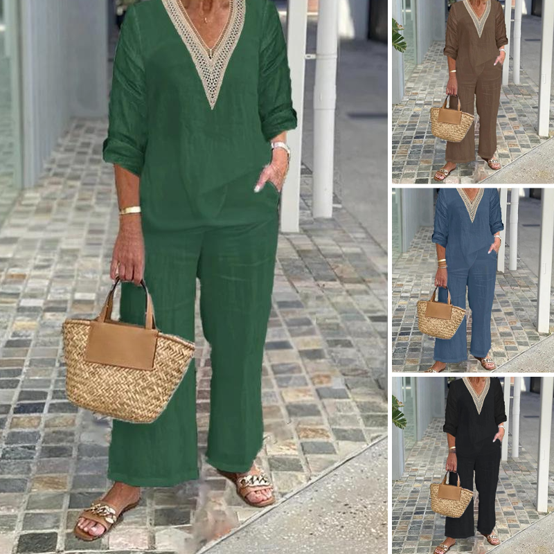 【S-3XL】✨Moteriška palaidinė su V formos iškirpte ir plačiomis kojomis-LT