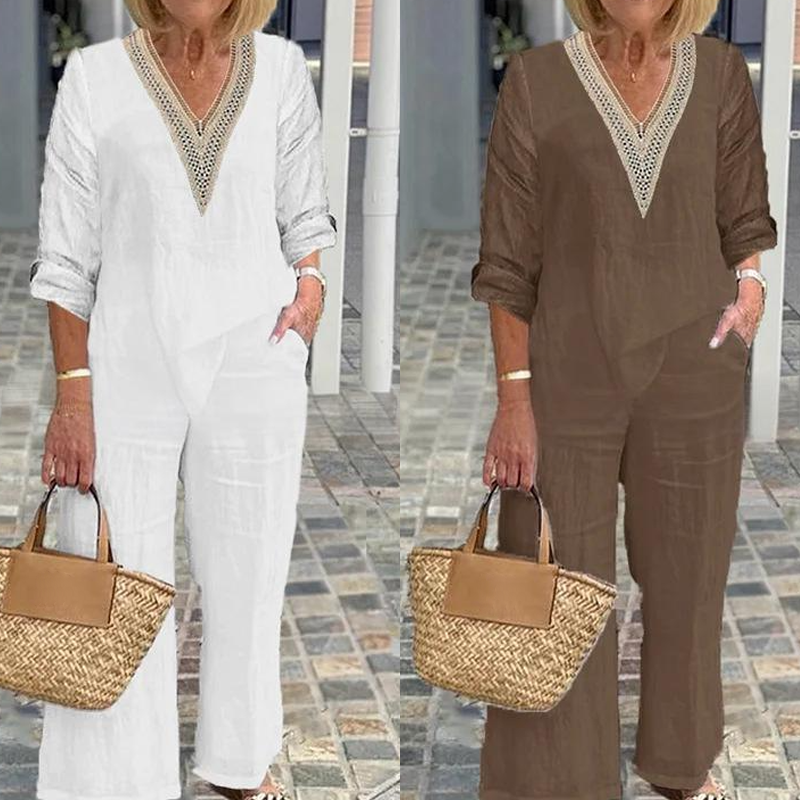 【S-3XL】✨Moteriška palaidinė su V formos iškirpte ir plačiomis kojomis-LT