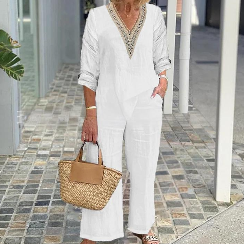 【S-3XL】✨Moteriška palaidinė su V formos iškirpte ir plačiomis kojomis-LT