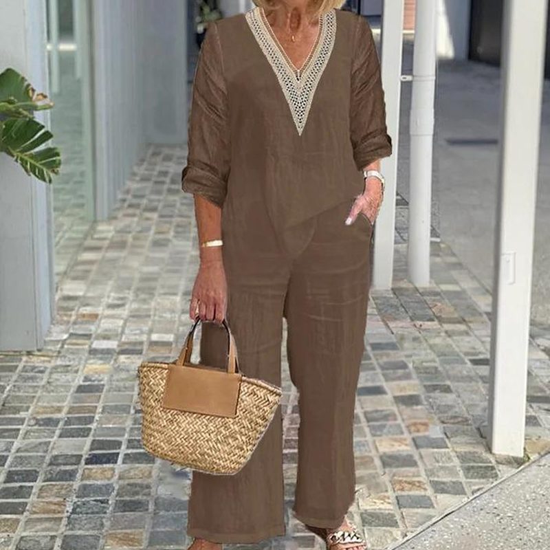 【S-3XL】✨Moteriška palaidinė su V formos iškirpte ir plačiomis kojomis-LT