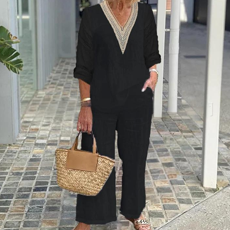 【S-3XL】✨Moteriška palaidinė su V formos iškirpte ir plačiomis kojomis-LT