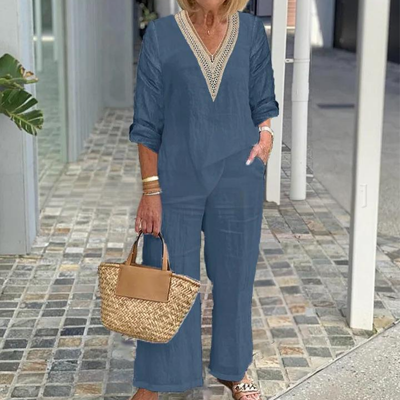 【S-3XL】✨Moteriška palaidinė su V formos iškirpte ir plačiomis kojomis-LT