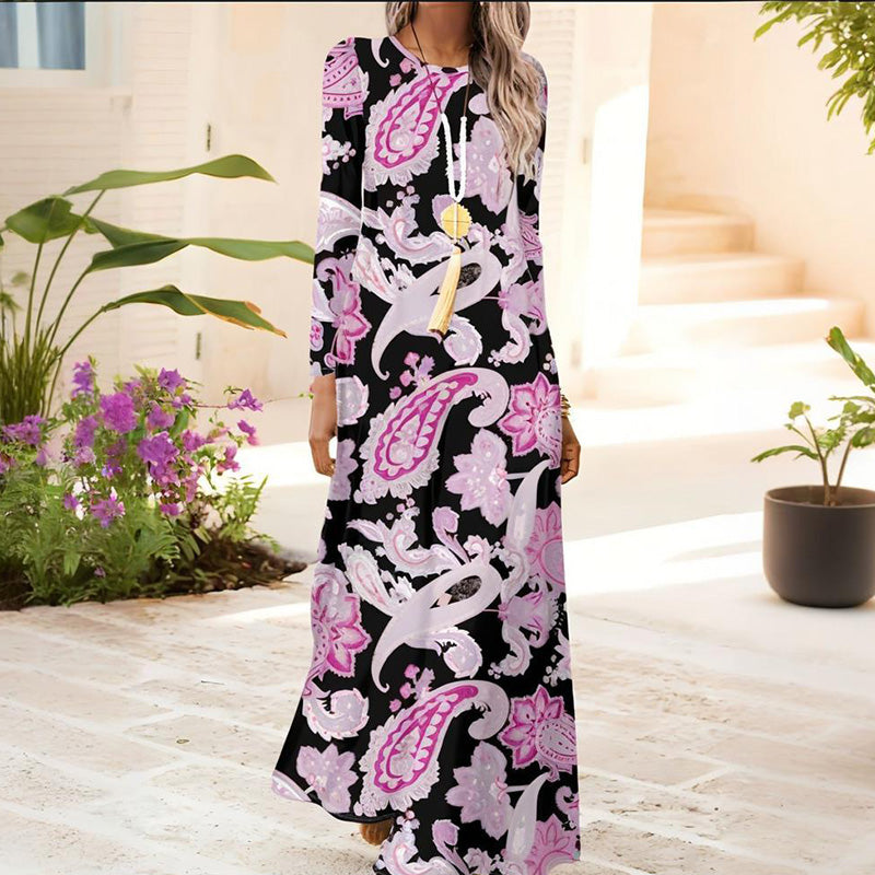 Moteriška suknelė ilgomis rankovėmis ir 3D spauda – LT