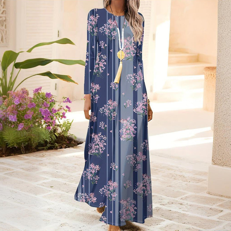 Moteriška suknelė ilgomis rankovėmis ir 3D spauda – LT