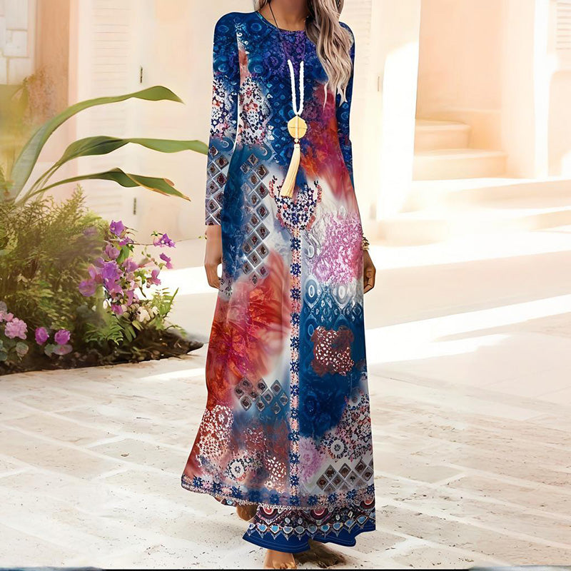 Moteriška suknelė ilgomis rankovėmis ir 3D spauda – LT