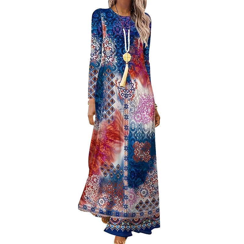 Moteriška suknelė ilgomis rankovėmis ir 3D spauda – LT