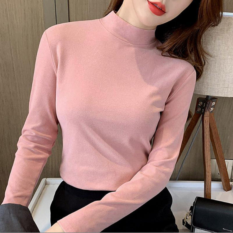 💖Udobna enobarvna ženska bluza z dolgimi rokavi in puloverjem-SI