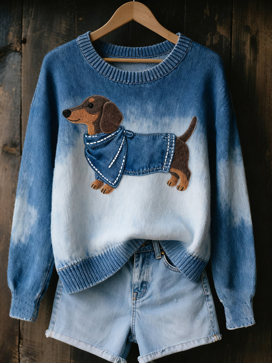 Ženski vintage umetniški živalski potisk, prijeten pleten pulover-SI