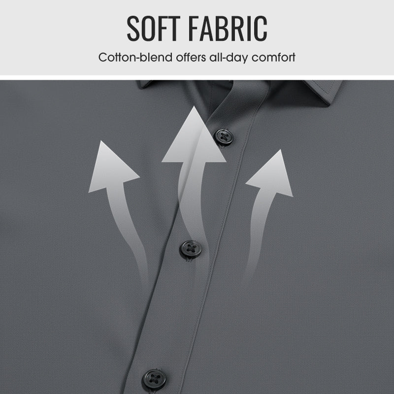 Camisa lisa de manga larga para hombre - material resistente a las arrugas-ES