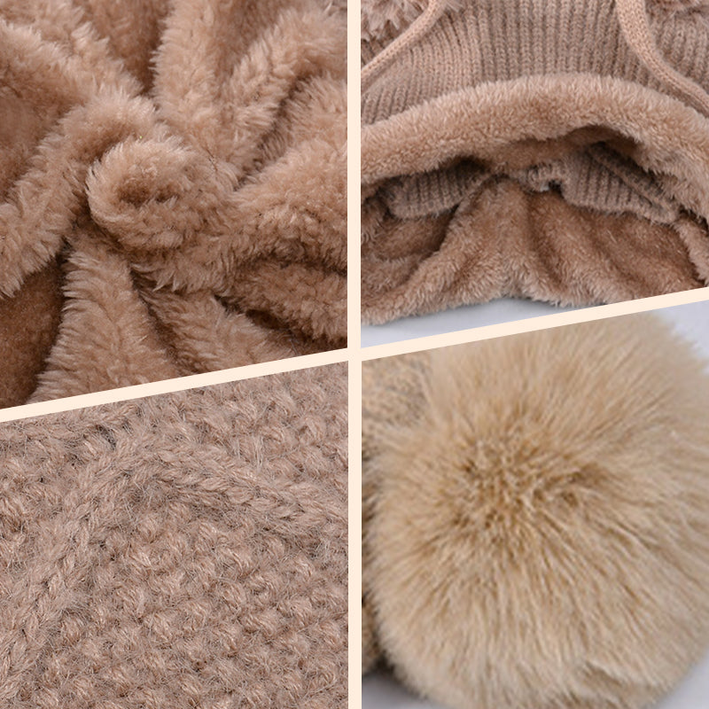 🔥Nueva oferta: elegante gorro de invierno de punto grueso, con cubrebocas y bufanda.-ES