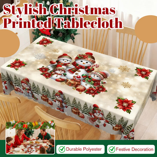 Elegante mantel con estampado navideño--ES