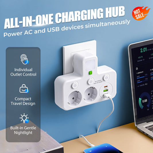 🔌⚡Išmanusis maitinimo laidas su USB prievadais (ES kištukas)-LT