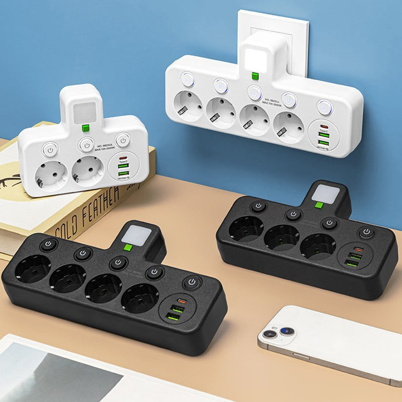 🔌⚡Έξυπνο καλώδιο τροφοδοσίας με θύρες USB (πρίζα EU)-GR