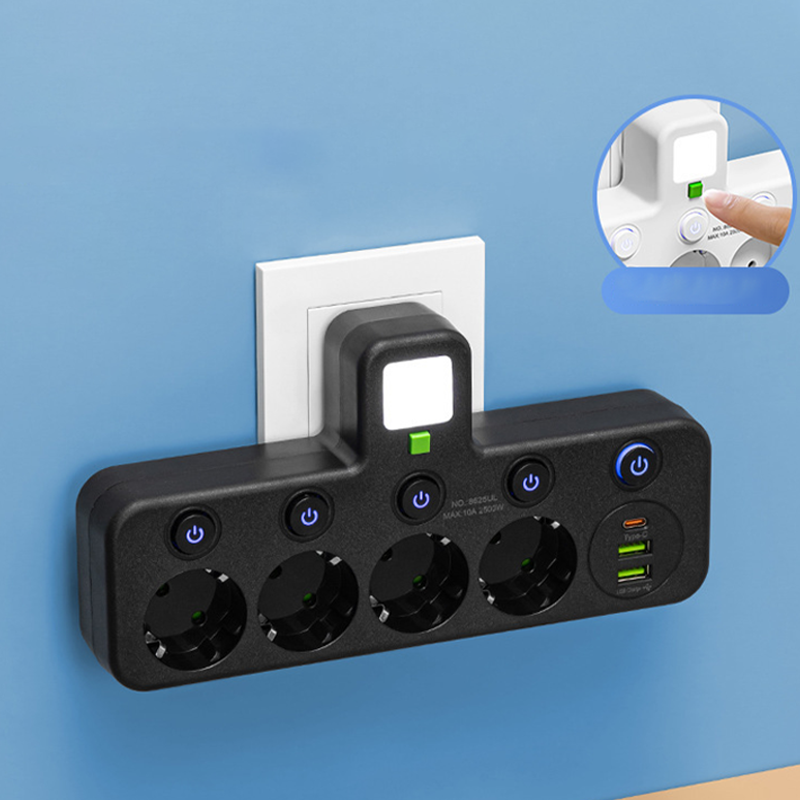 🔌⚡Έξυπνο καλώδιο τροφοδοσίας με θύρες USB (πρίζα EU)-GR
