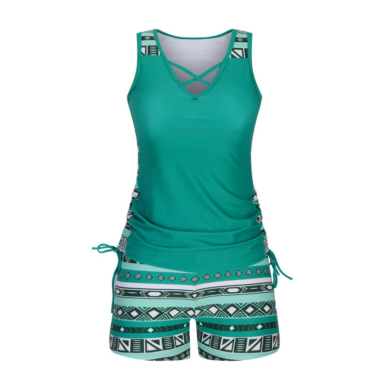 Traje de baño tankini de dos piezas estampado para mujer, tallas S-3XL-ES