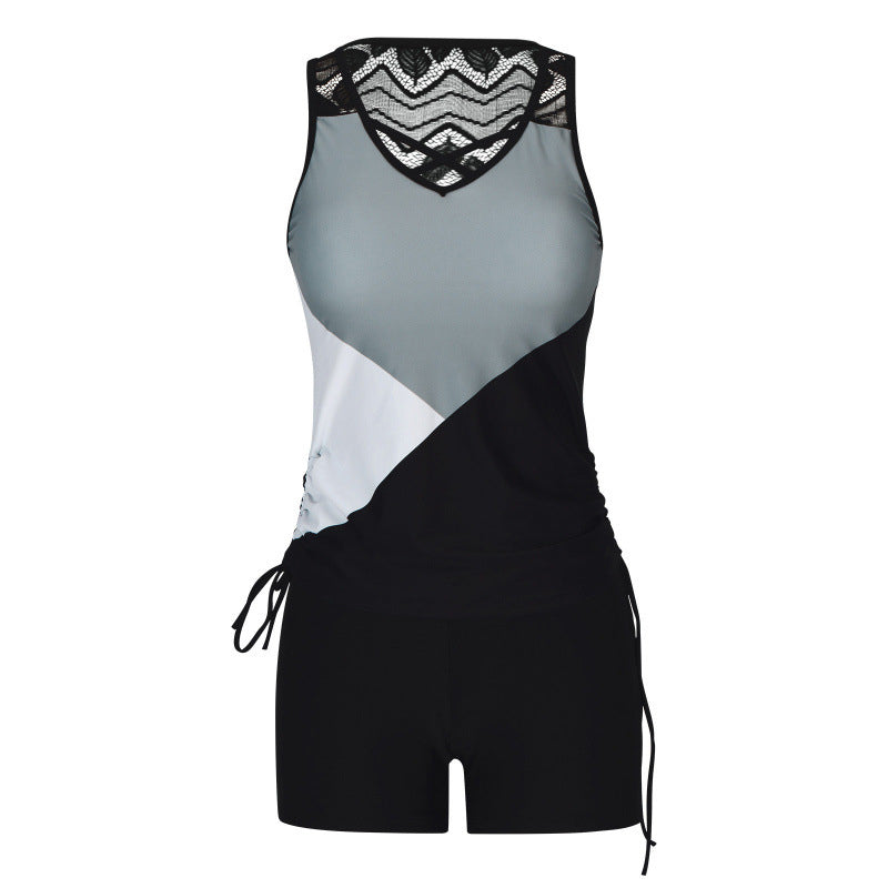 Traje de baño tankini de dos piezas estampado para mujer, tallas S-3XL-ES