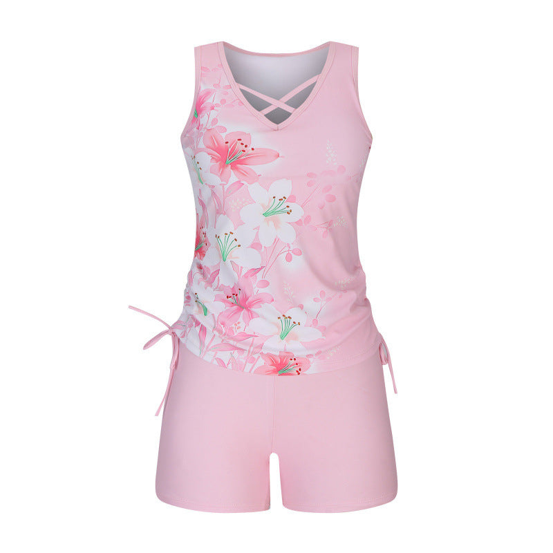 Traje de baño tankini de dos piezas estampado para mujer, tallas S-3XL-ES